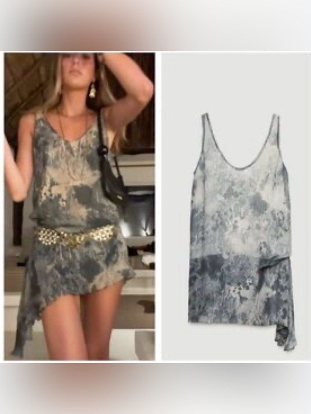 Zara Asymmetrical Chiffon Tunic Dress / Longline Tank Top. NWOT